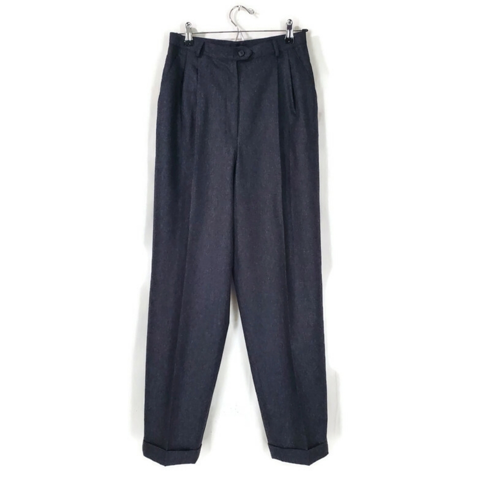 Ralph Lauren Gray 100% Worsted Wool Pleated High Rise Trouser Pants Lined USA 6